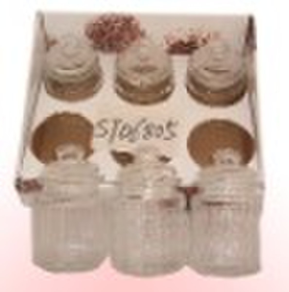 6pcs Clear  Glass Condiment Set in PDQ