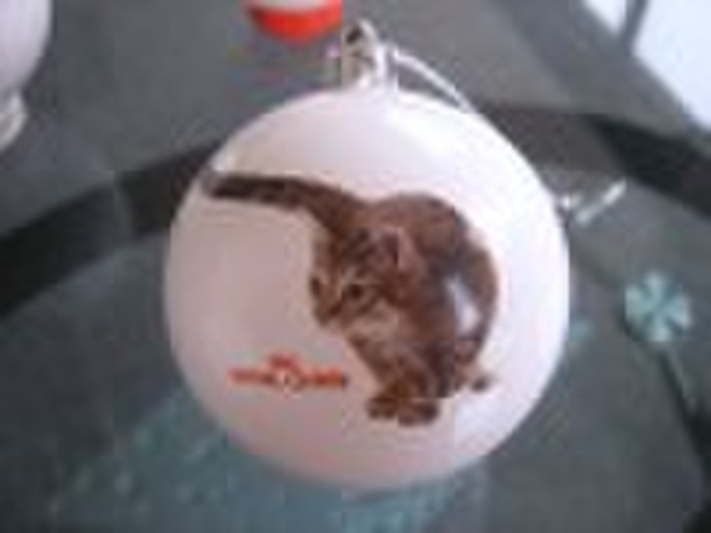 White animal printed plastic christmas ball