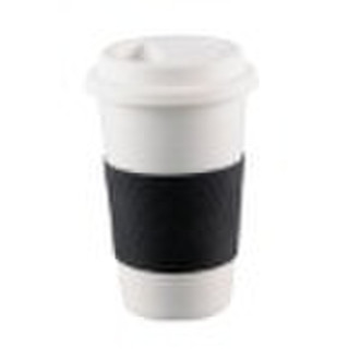 Thermal porcelain cup with silicone lid