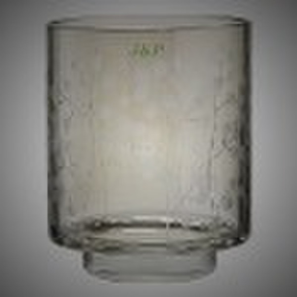 Amber luster glass hurricane w/ etching candle hol