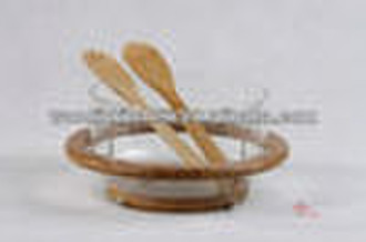 Salad Bowl Set with Wooden Servers (Y-1703)