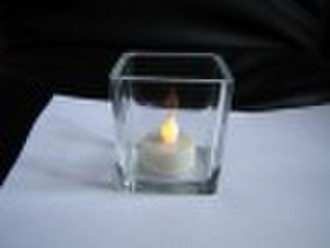 Square glass candle holder
