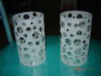 Sand blasting Glass candle holder and glass hurric