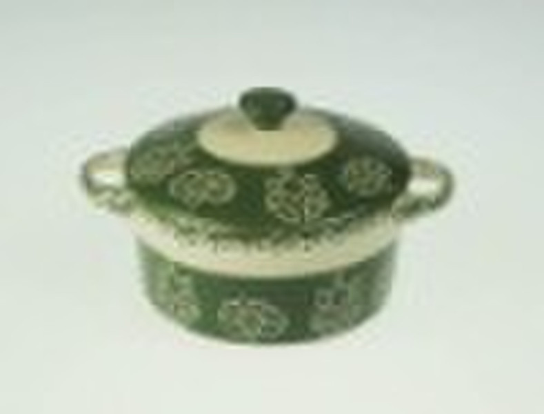 New design stoneware casserole handpainted flower