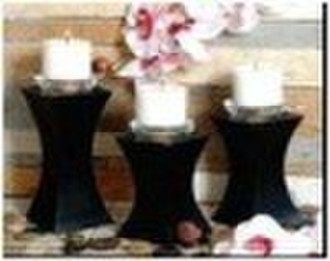 wooden candle holder with glass