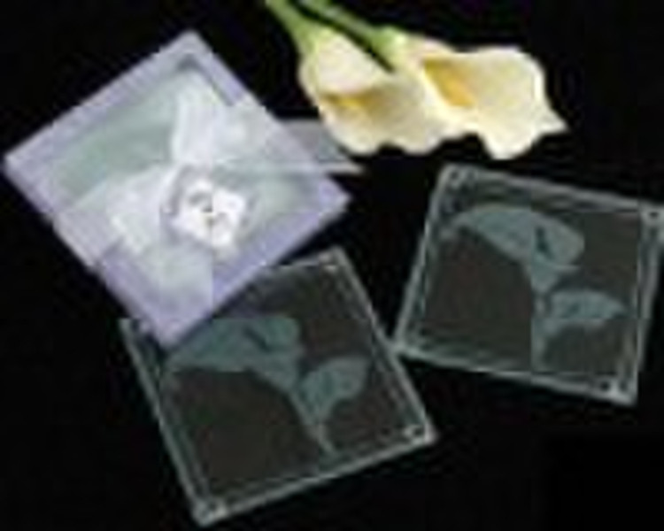 forsting lily pattern glass coaster