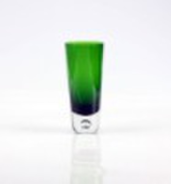 9"(23cm)color glass conical vase with decorat