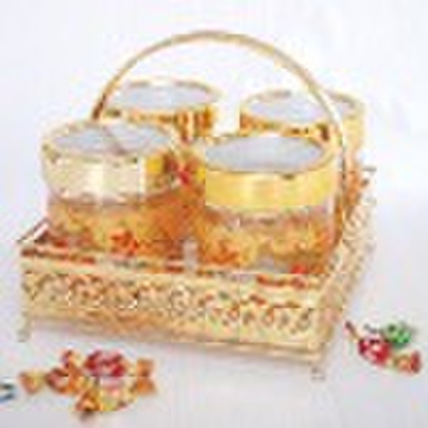 81010 4Pcs glass storage jar rack set