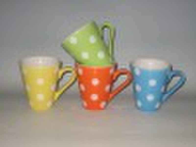 TWO TONE SOLID COLOR LATTE MUG WITH DECAL