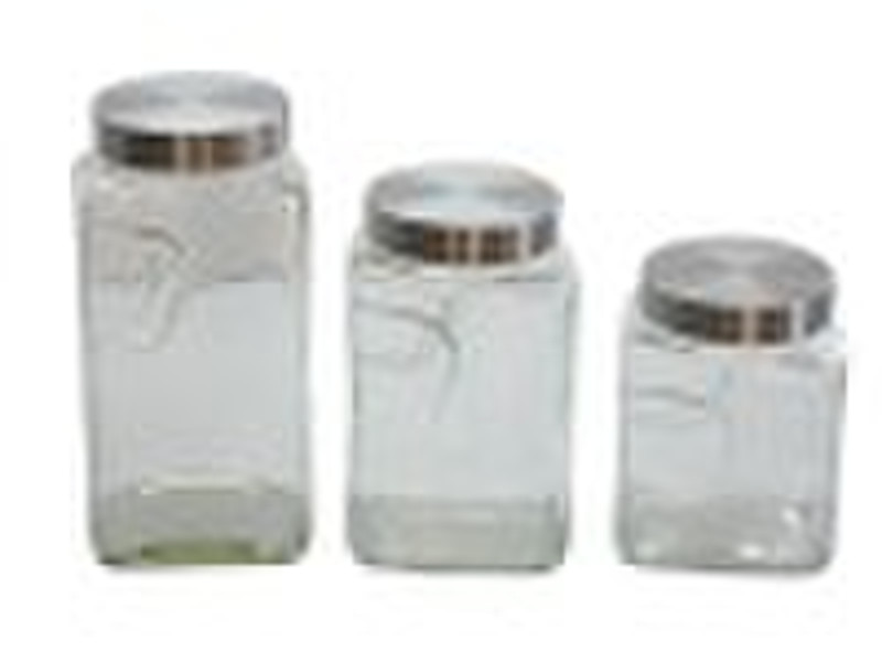 Glass storage jar with s/s lid