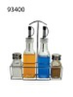 2 small square oil bottles & 2 small square  g