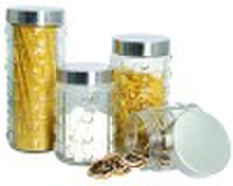 Clear Round Bubble Glass canister with s/s Lid