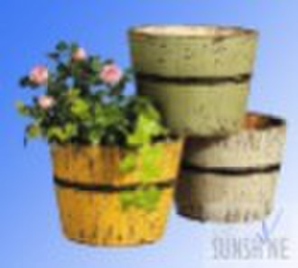 distressed wooden flower planter