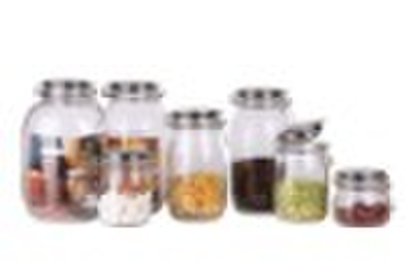 Airtight Clear Glass Storage Jar with Stainless St