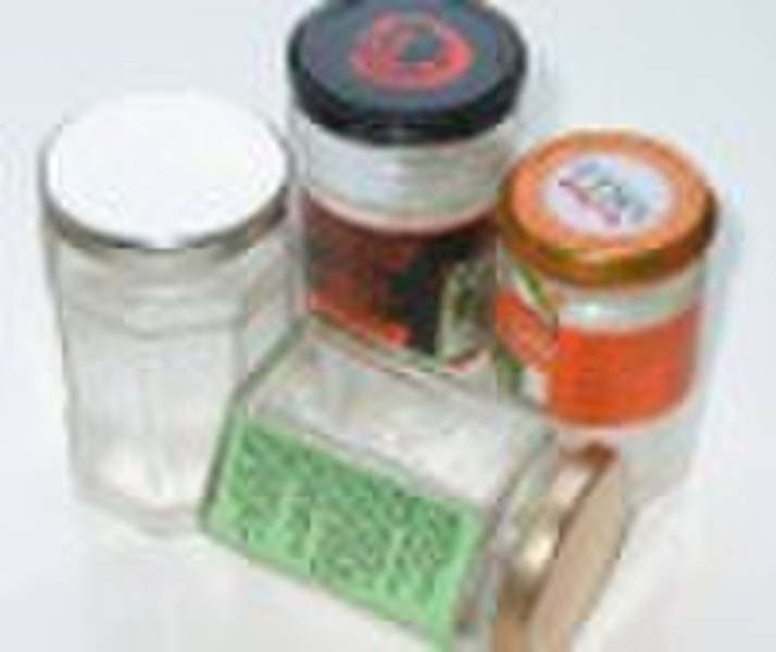 glass jar with tinplate lids