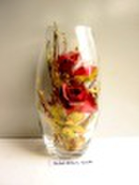 glass vase with decorations