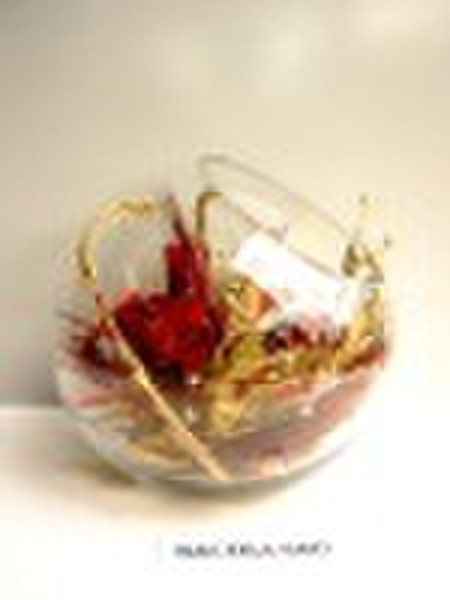 glass vase with decorations