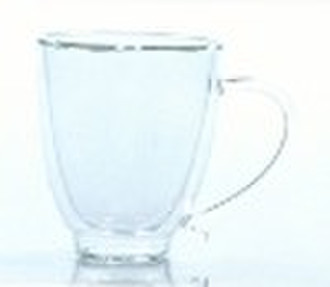 Heat resistant double wall glass cup