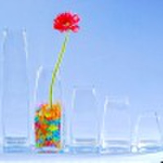 Mouth blown clear glass vase