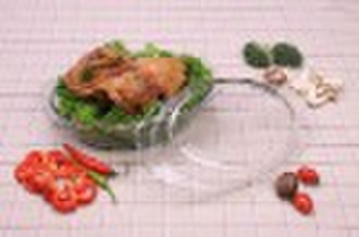 2.5L oval tempered glass casserole with lid