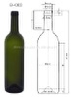 750ml glass dark green wine  bottle  (Cw12)