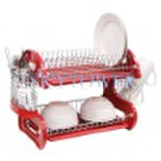 DISH DRAINER 2-TIER PLASTIC 17"