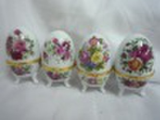 ceramics egg shape decal jewel box
