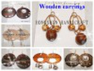 Earrings, wooden earrings, fashionable earrings, b