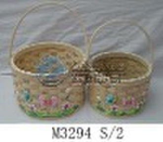 spring bamboo basket with handle