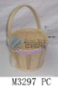 wooden basket with flowers