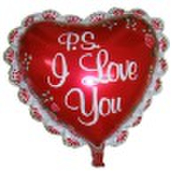 Red Hearted-shape Aluminium Foil Balloon with lett