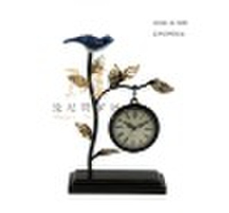 Metal branch with ceramic bird table clock
