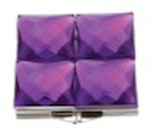 Cosmetic mirror cover shining violet acrylic gemst