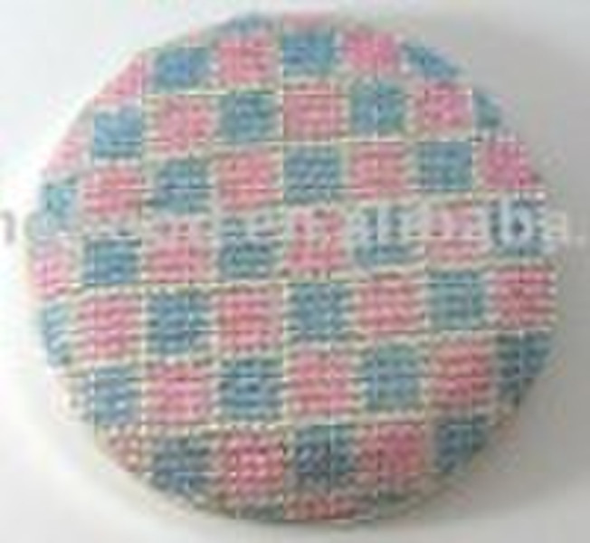 Round cosmetic mirror cover blue and pink little a