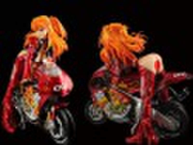 Asuka mit Motorrad Harzfigur