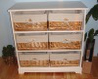 wooden cabinet with wicker  drawers