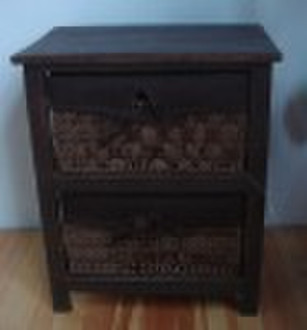 wooden cabinet with paper drawers