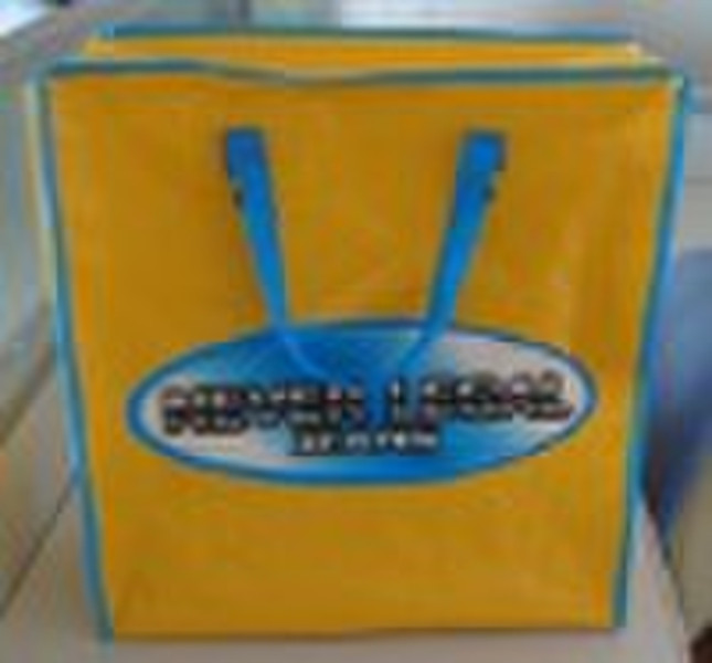 large zipper close pp woven shopping bag