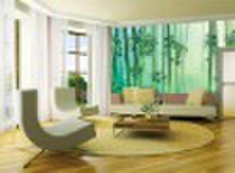 Beautiful sitting room wall of bamboo murals
