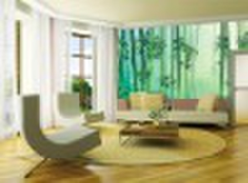 Beautiful sitting room wall of bamboo murals