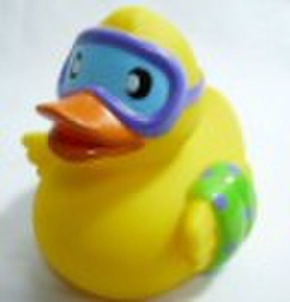 bath duck with swimming goggles