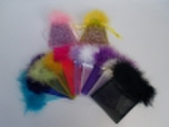 organza bag with feather