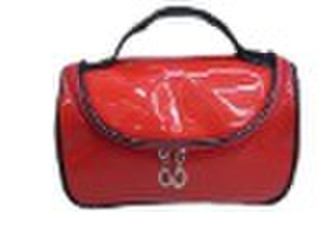 red PVC cosmetic bag