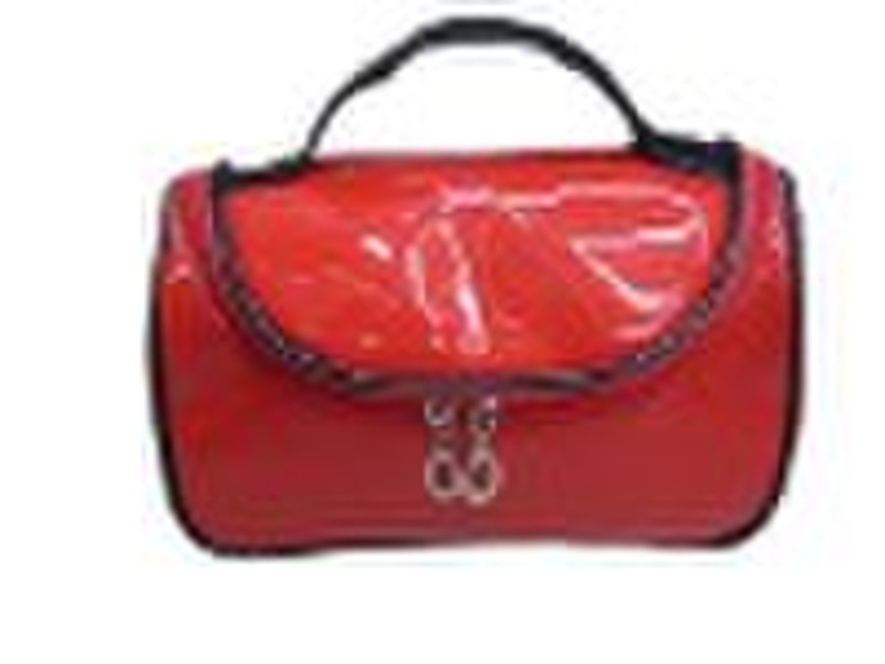 red PVC cosmetic bag