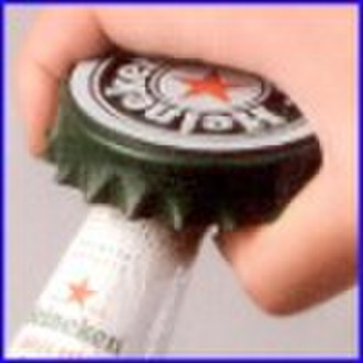 Round metal beer bottle cap opener keyring (bottle
