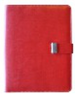 red leather cover notebook with metal buckle