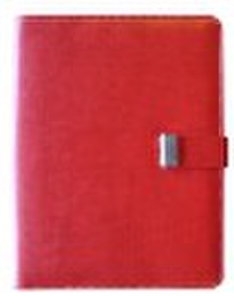 red leather cover notebook with metal buckle