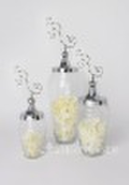 MGA  crystal glass combine metal storage jar home