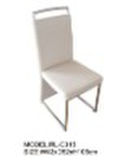 White leather chrome dining chair
