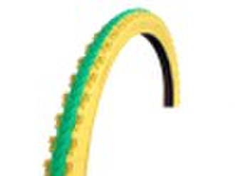 bicycle tire green and yellow wall
